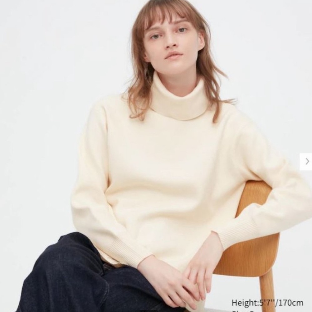 Uniqlo Off-White Shuffle Yarn Turtleneck Long Sleeve Sweater_S